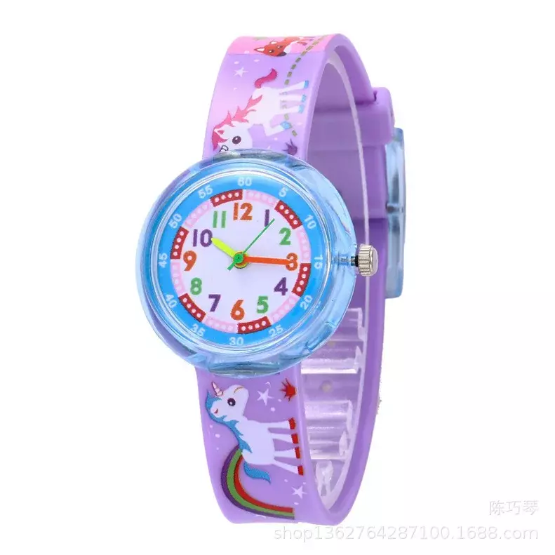 Reloj de movimiento japonés de lujo para niños, reloj de cuarzo de dibujos animados de dinosaurio/delfín/poni/León, resistente al agua, juguete de buena calidad