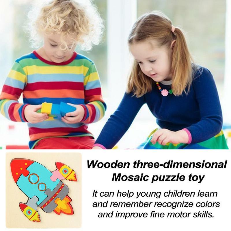 Puzzle papan untuk anak-anak halus Montessori Jigsaw Puzzle papan mainan burr-free kayu Montessori mainan multifungsi balita Sensor