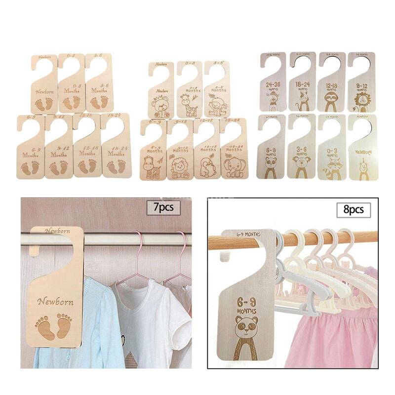 Divisorio per guardaroba per bambini in legno Set da 7 pezzi neonato 24 mesi organizzatore di vestiti per guardaroba divisori per appendiabiti in legno