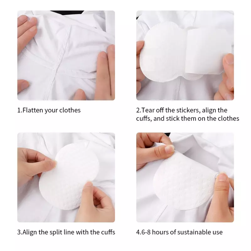 50 pçs branco underarm pads vestido roupas de transpiração desodorante pads feminino masculino axila cuidado suor absorvente almofadas desodorante