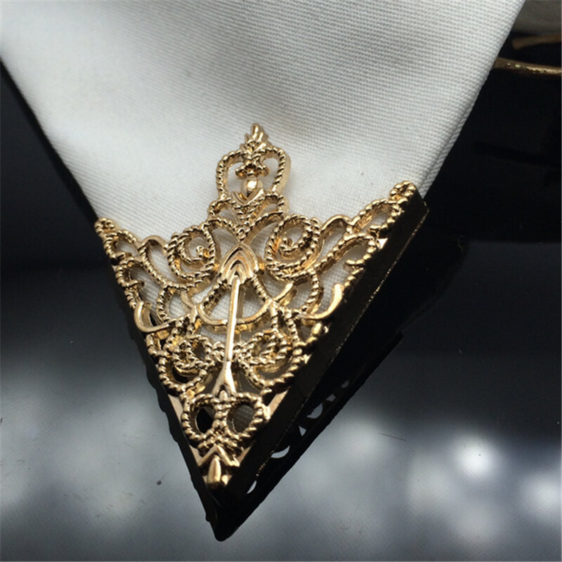 Requintado dourado camisa broche para mulheres, acessórios de moda, maré alta qualidade pin broches, senhoras blusa broche, colar decorado