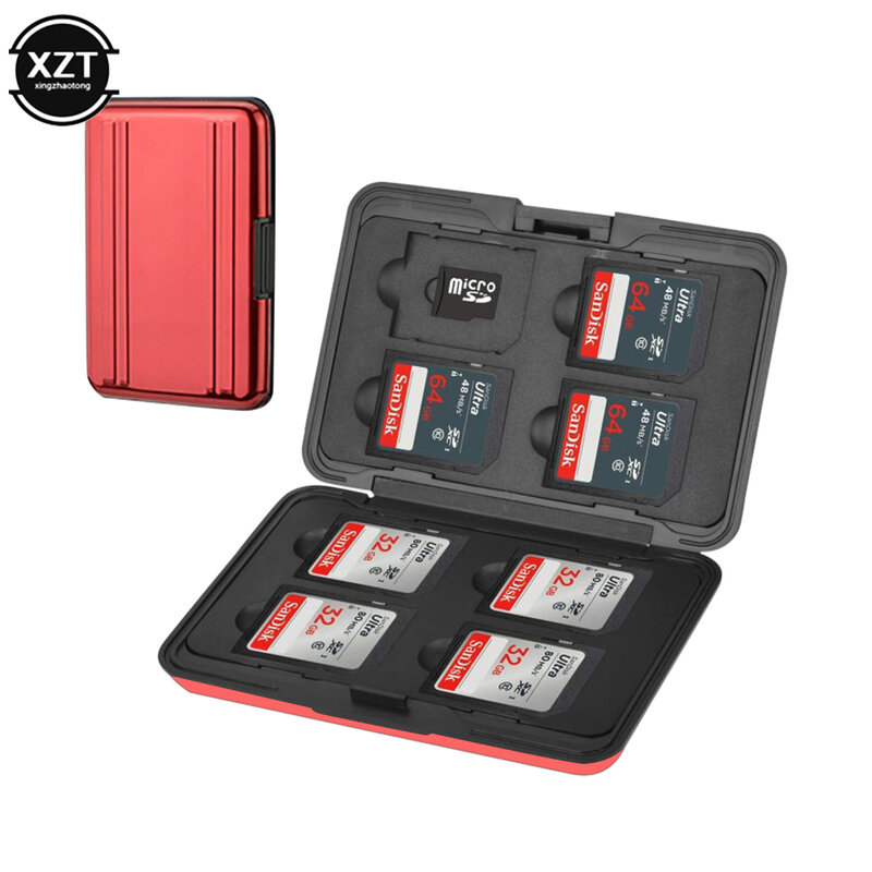 Funda impermeable para tarjeta SD con 8 ranuras, soporte para tarjeta Micro SD, espuma suave, caja de almacenamiento Interior para tarjeta de memoria con cordón