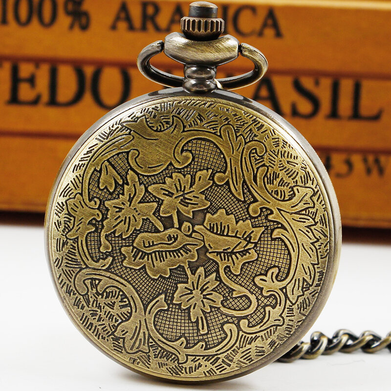นาฬิกาควอตซ์ยุคโบราณโบราณจี้สร้อยคอพร้อมโซ่ของขวัญวันเกิดสำหรับผู้ชาย