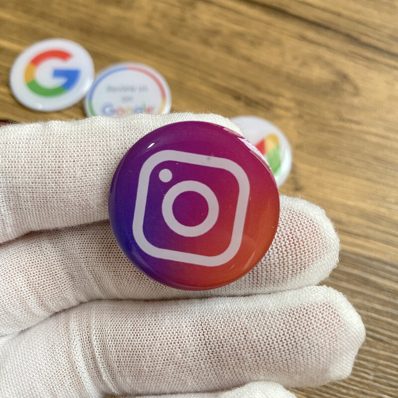 30mm Epoxy NFC Social Media Phone Sticker Gmail Instagram Snapchat Facebook Card Waterproof Google Review Sticker