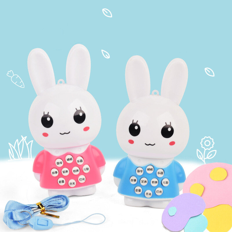 어린이 미니 토끼 조기 학습 기계, 다기능 베이비 스토리 머신, 0-6 세 아기 퍼즐 학습 음악 장난감