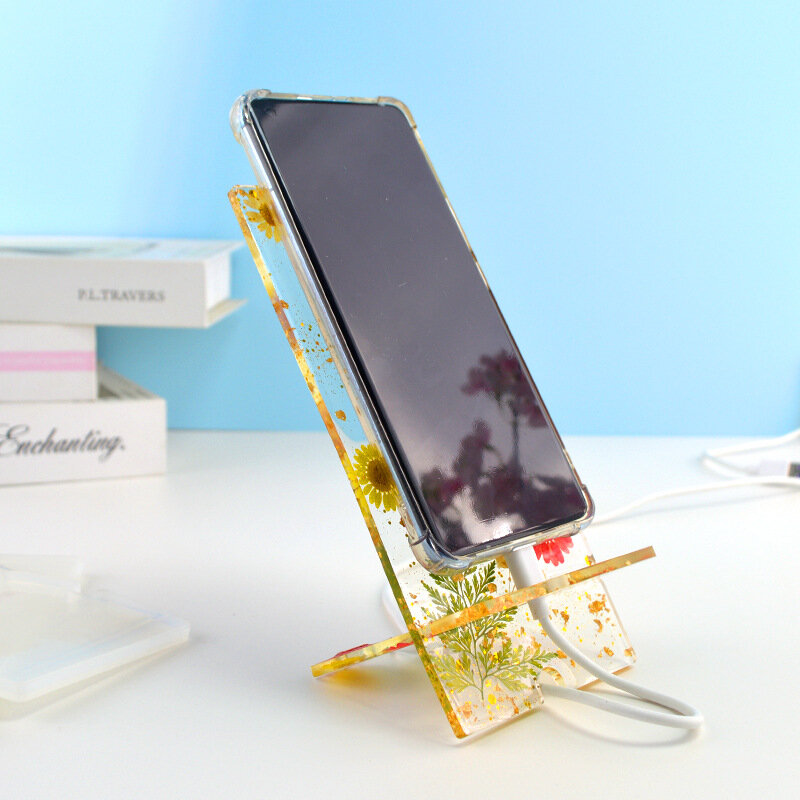 Molde de silicona epoxi de cristal DIY, soporte para teléfono móvil, Molde de resina de decoración, moldes de soporte para teléfono