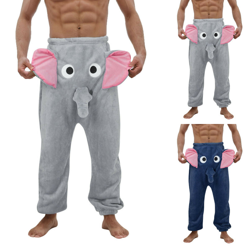 Men's Pajama Pants Funny Elephant Boxer Novelty Shorts Humorous Underwear Prank Gift For Men Sleep Warm Strange Pajama Bottoms