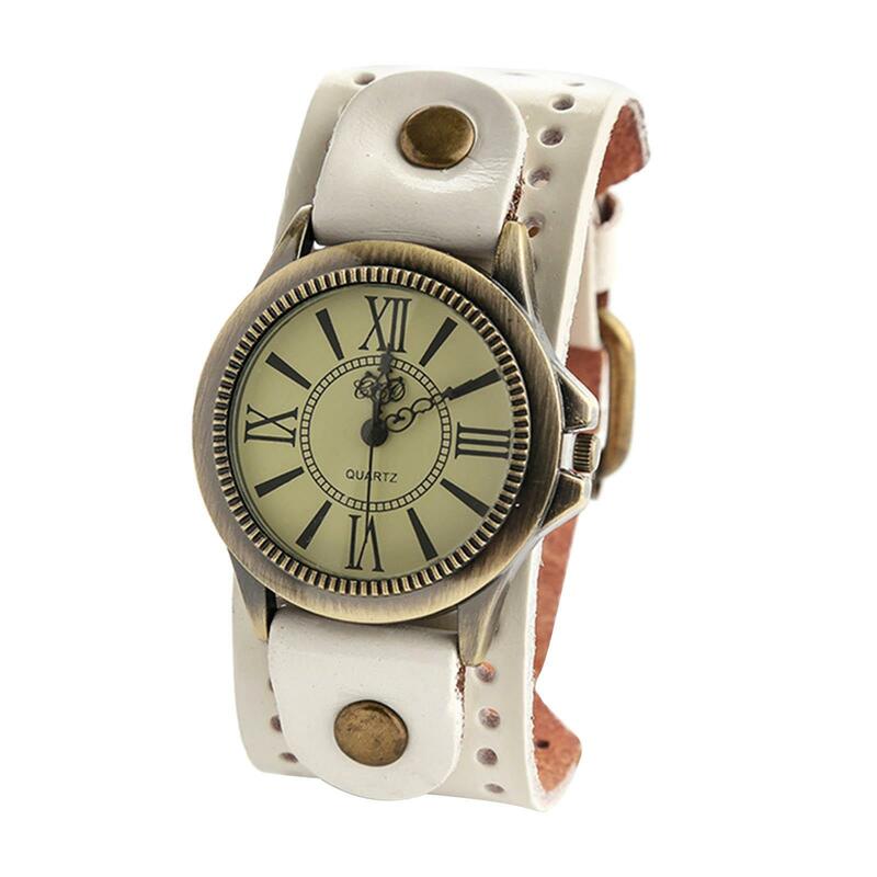 Ретро кварцевые наручные часы Широкий из искусственной кожи ремень браслет панк наручные часы для свиданий встречи мужчин женщин леди