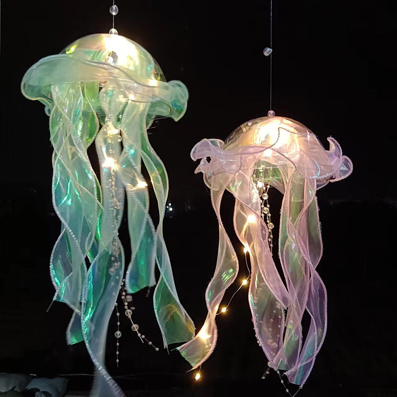 D5 DIY lampu ubur-ubur warna lentera putri duyung lampu ubur-ubur anak perempuan senang di bawah laut tema pesta ulang tahun dekorasi hadiah