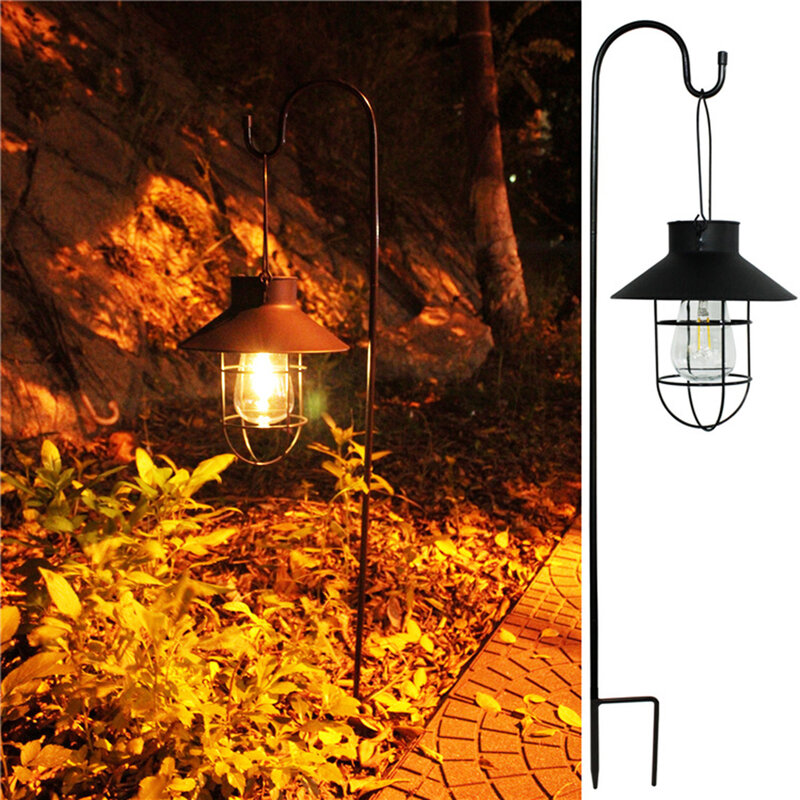Lâmpada de lanterna solar ao ar livre, Impermeável Jardim Luz, Lâmpada de tungstênio vintage, Decoração do quintal, Iluminação