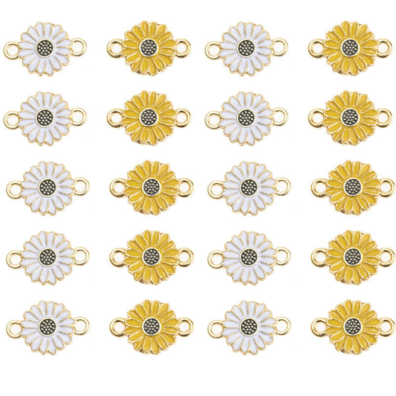 20pcs/lot Mixed Sunflower Daisy Flower Connector Charms Pendant DIY Handmade Necklace Bracelet for Jewelry Making Accessories