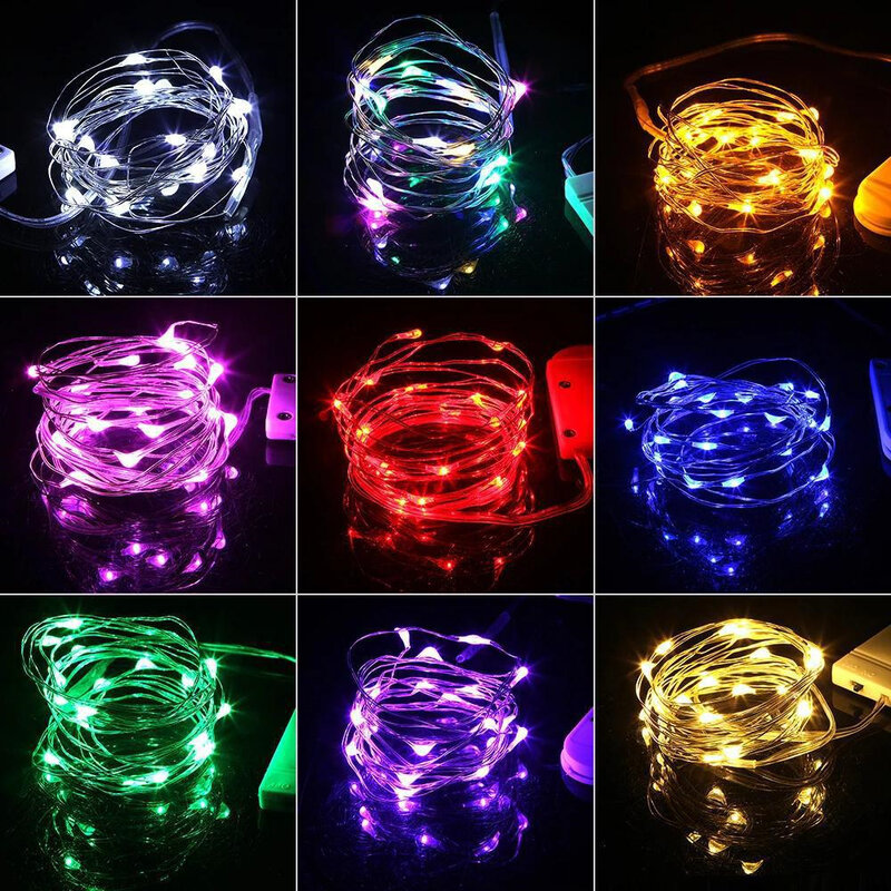 LED Fairy Light String para o Natal, guirlanda alimentada por bateria, luz intermitente, festa de casamento, festival, caixa de presente, decoração lâmpadas