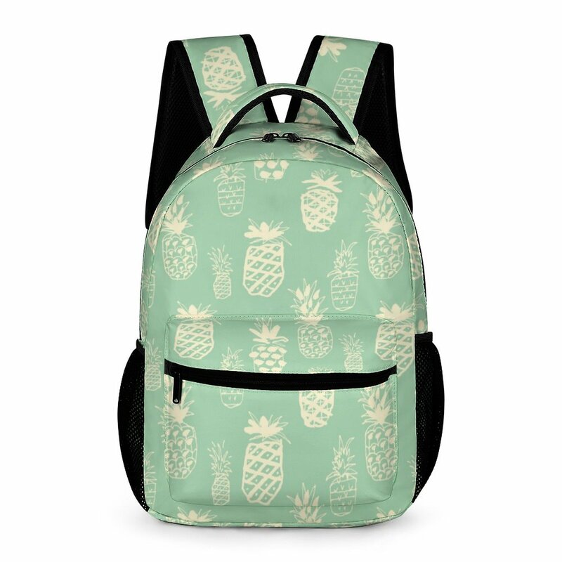 Abacaxi verde Print Schoolbag Mochila para Meninas School Bag para Criança Viagem Mochila Multiuso Ombros Bag