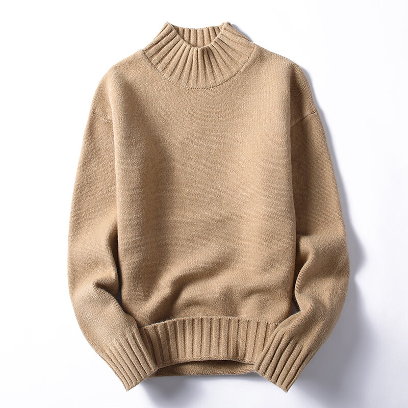 Autumn and Winter New Men Turtleneck Pullover Sweater Fashion Solid Color Thick and Warm Bottoming Shirt Male Brand Clothes