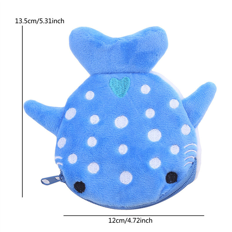 Cute Cartoon Whale Shark Coin Purse Kawaii Wallet Portable Plush Coin Bag Key Earphone Coin Organizer Pouch Zipper Bag Kids Gift
