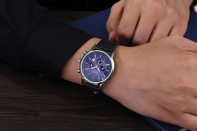 Mens Watches Male Sport Business Quartz Wristwatch  Dress Leather Clock Causal Military Timepiece Relogio Masculino