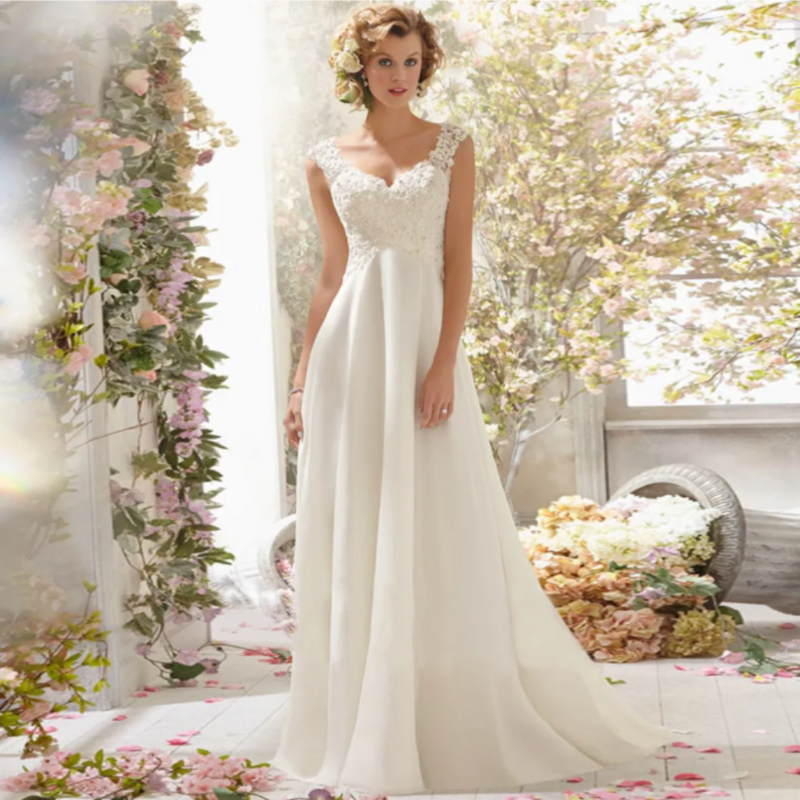 2024 New Wedding Dresses Bohemia V-Neck Beach Tulle Lace Applique Bridal Gown Vintage A-Line Vestidos De Novia for Women Custom