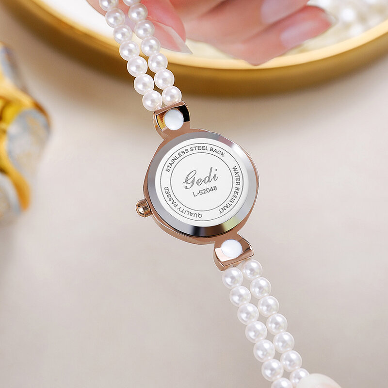 Reloj de lujo para mujer, pulsera de cuarzo con perlas de imitación y diamantes de imitación, elegante, regalo, Masculino, nuevo, 2023