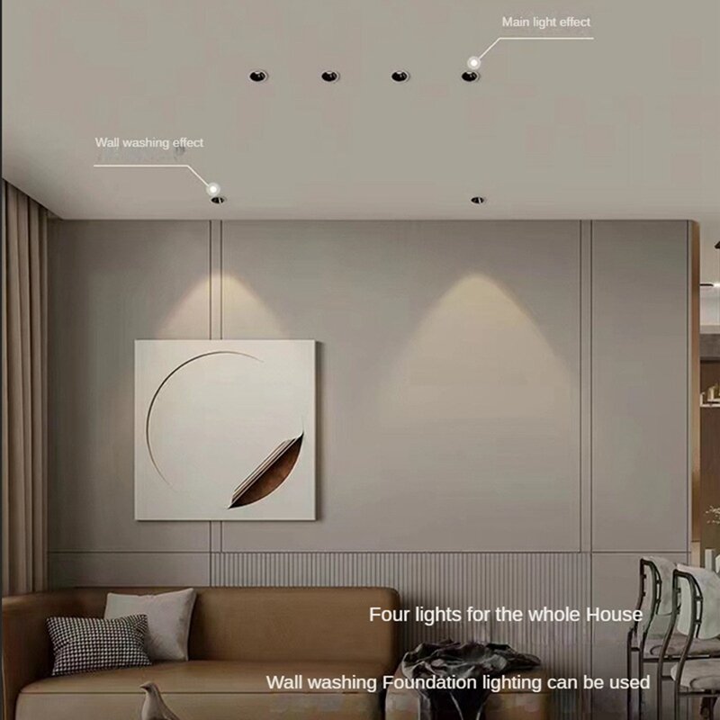 Lampu Sorot COB LED Anti silau 7W, lampu penerangan aluminium untuk ruang makan kantor kamar tidur, warna hitam + putih 4000K