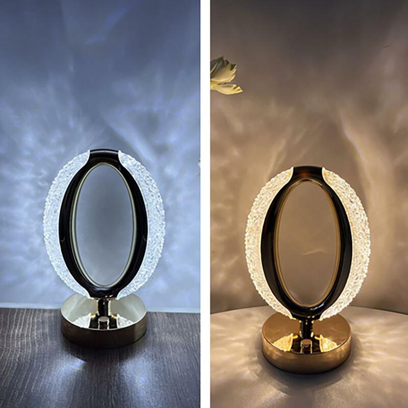 YOUZI LED Cristal Abajur Portátil O-shaped Dimmable Desk Lamp Night Light Para Casa Quarto Decoração de Cabeceira