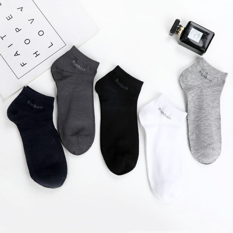 High Quality 5/10 Pairs / Pack Men's Fashion Bamboo Fiber Socks Short New Casual Breathable Anti-Bacterial Man Ankle Socks Men