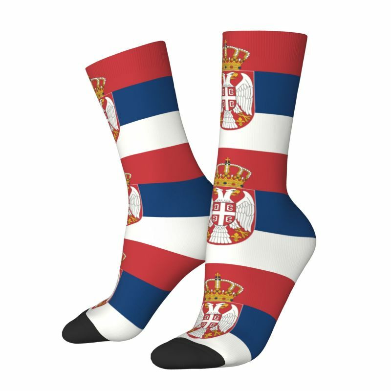 Calcetines con estampado divertido de la bandera de Serbia para hombre y mujer, medias elásticas para verano, Otoño e Invierno