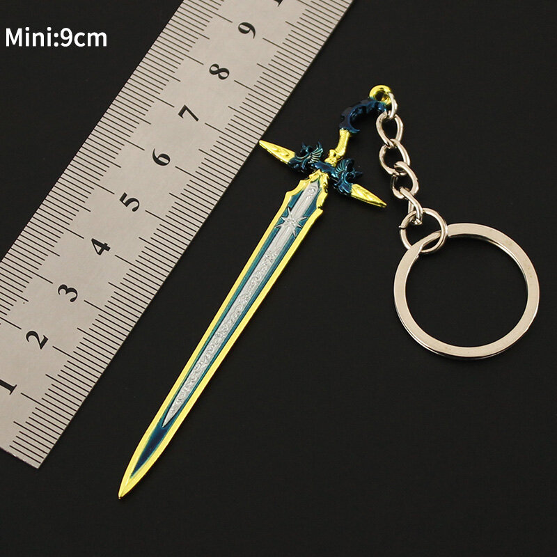 Final FF7 Fantasy XVI Cloud Strife Bahamut Ultimate Sword Keychain Metal Weapons Alloy Katana Blade Ornament Game Toy for Boy