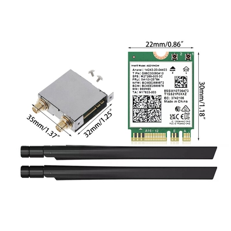 واي فاي 6E AX210NGW بطاقة واي فاي صغيرة PCI-E بلوتوث متوافقة مع 5.2 محول لاسلكي دروبشيب