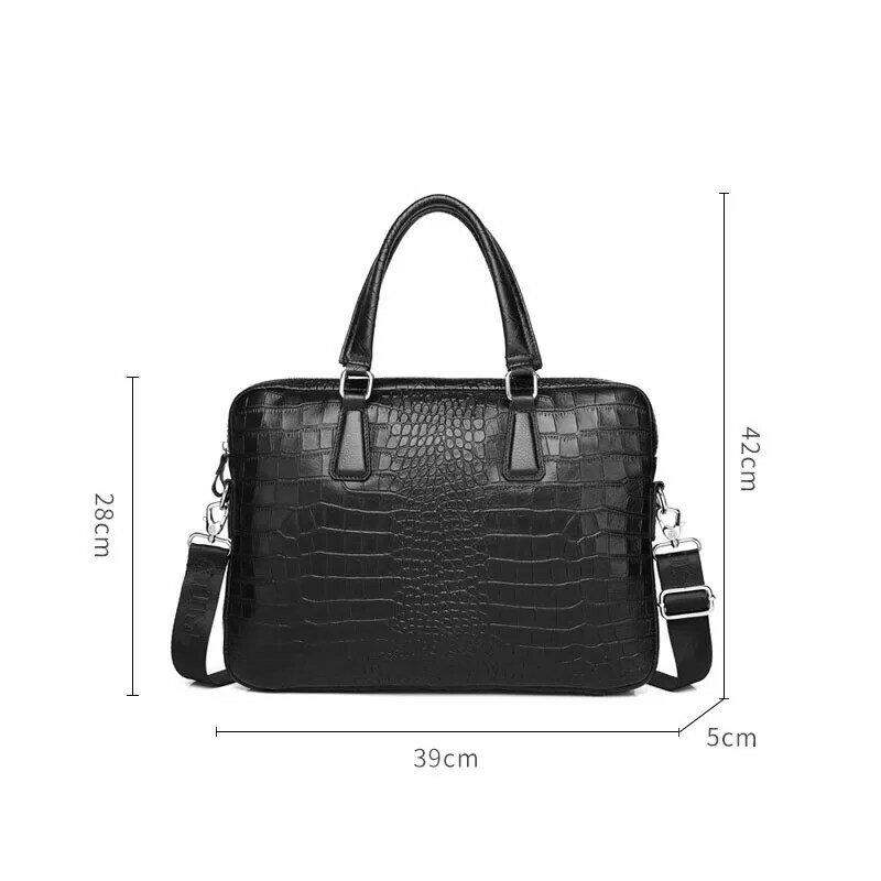 New Cow Leather Alligator Laptop Bags Genuine Leather Men's Briefcase Brand Crocodile Pattern Travel Messenger Computer Bag 2023