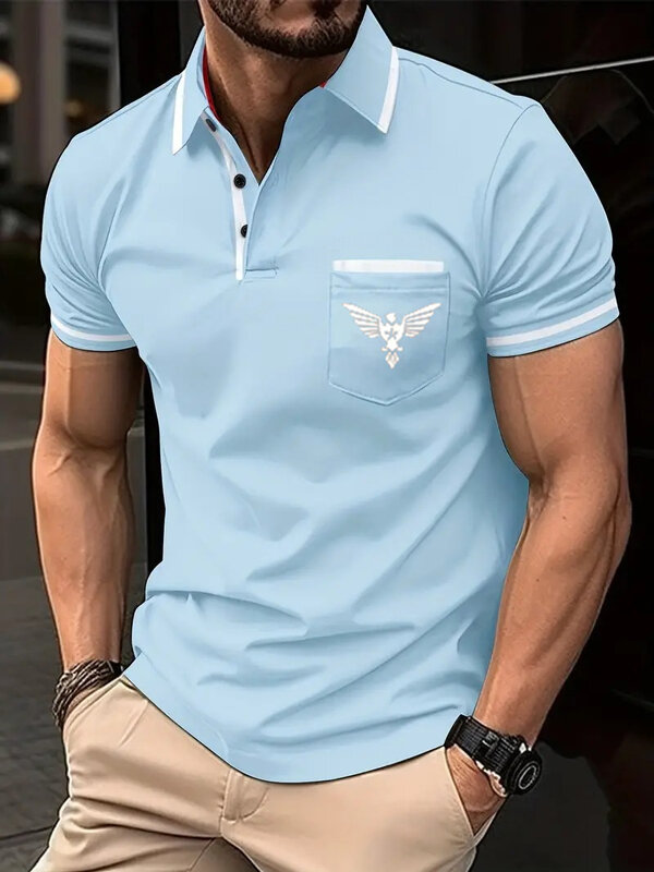 Рубашка-поло мужская приталенная, повседневная с коротким рукавом, модная футболка-поло, лето