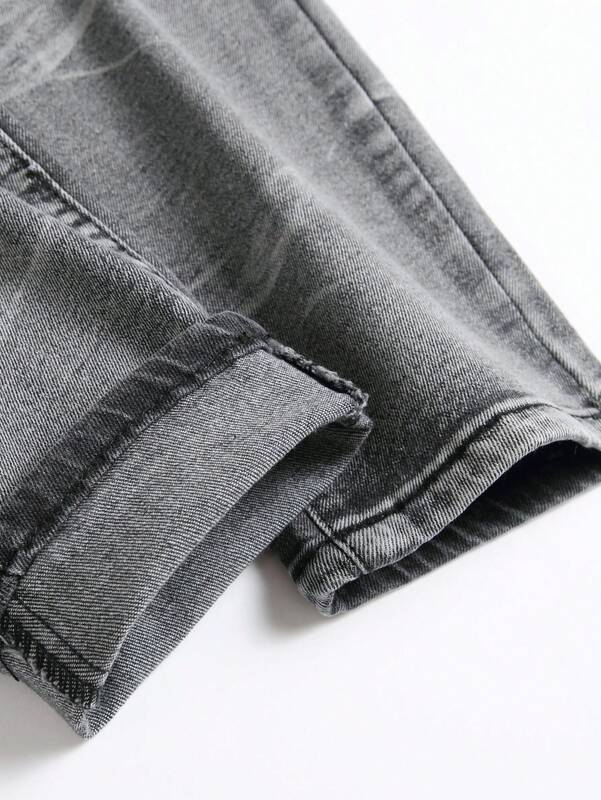 Джинсы мужские стрейчевые, рваные брюки из денима с дырками, с эластичным поясом, зауженная повседневная одежда, прямые штаны