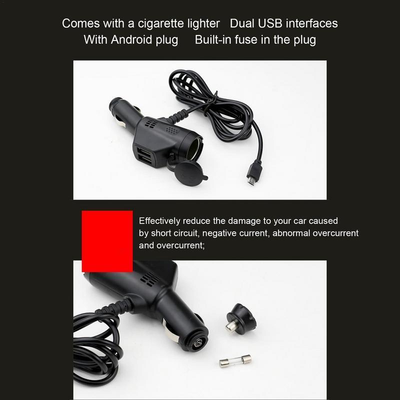 Automobile Phone Charger Charging Cable Automobile Lighter 3 In 1 Dual USB Port Multifunctional Charging Cable And Dual USB Port
