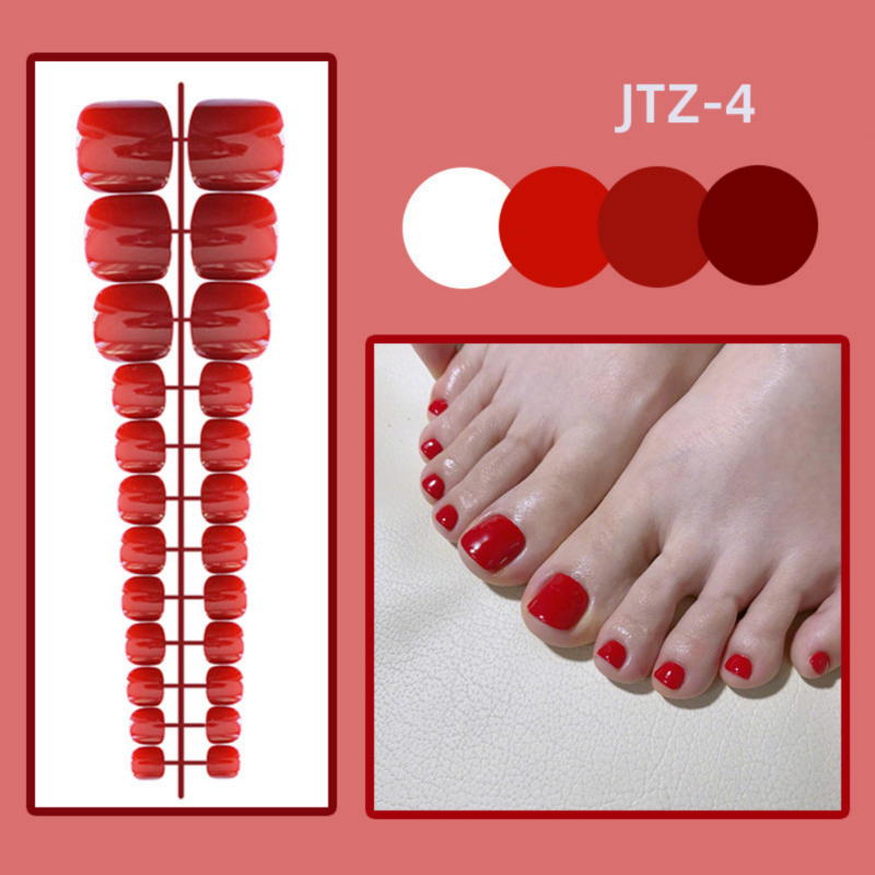 24P punte per unghie dei piedi in acrilico Bright face Press On Nails Art unghie finte rimovibili con colla copertura completa unghie finte con punta artificiale