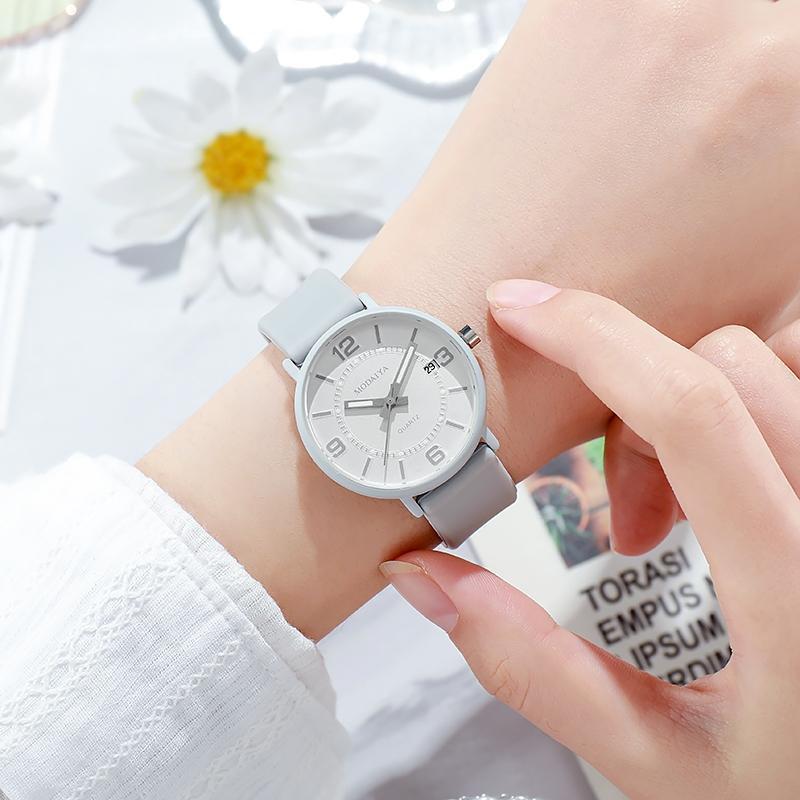간단한 여성 디지털 방수 시계 달력 실리콘 테이프 석영 시계, 학생, 소녀 손목 시계, 여성 시계