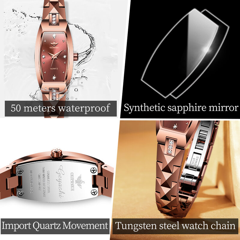 Роскошные Брендовые женские часы OUPINKE, часы из вольфрамовой стали, швейцарские бриллиантовые Наручные часы с сапфировым стеклом