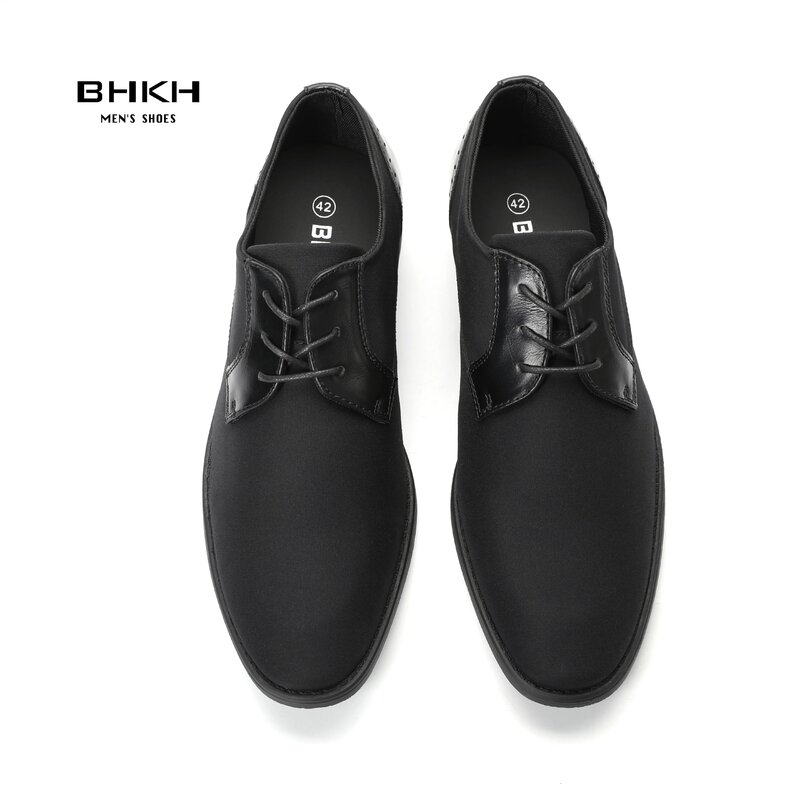 Bhkh-sapatos masculinos de cordões, sapatos casuais, trabalho e escritório, cor preta