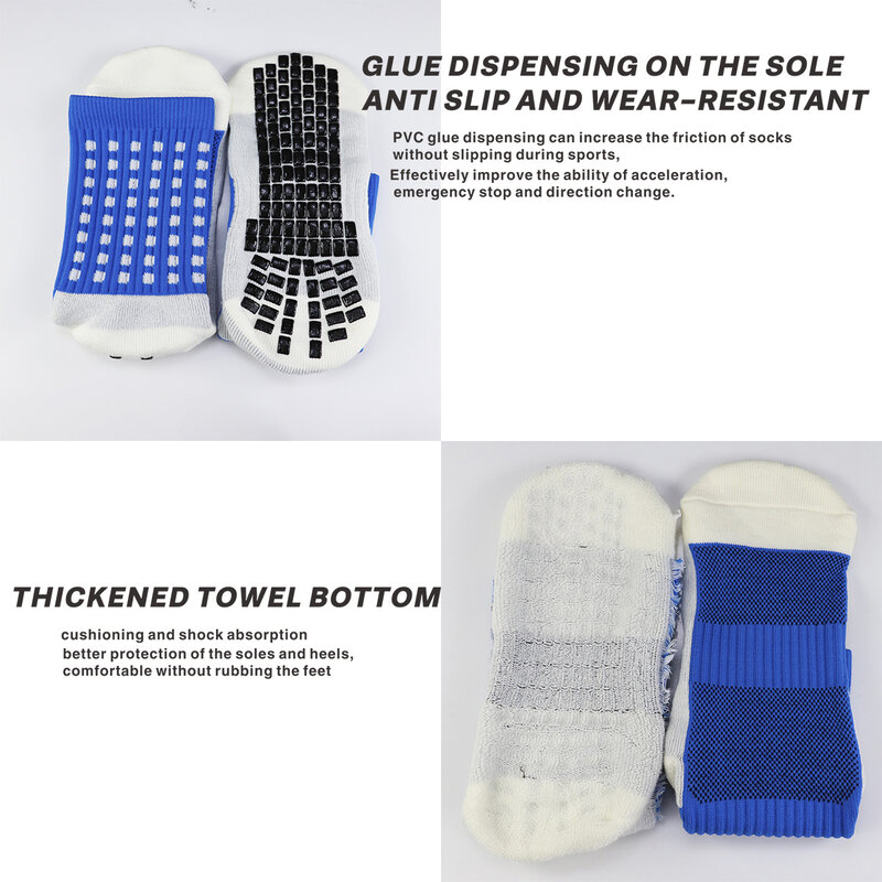 Calcetines deportivos de media pantorrilla para hombre y mujer, calcetín dispensador de fútbol con pegamento antideslizante