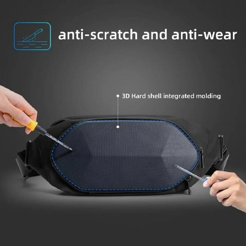 High Density oxford Spinning Waist Pocket waterproof scratch resistant EVA hard shell Chest Bag Men Shoulder Crossbody Sling Bag