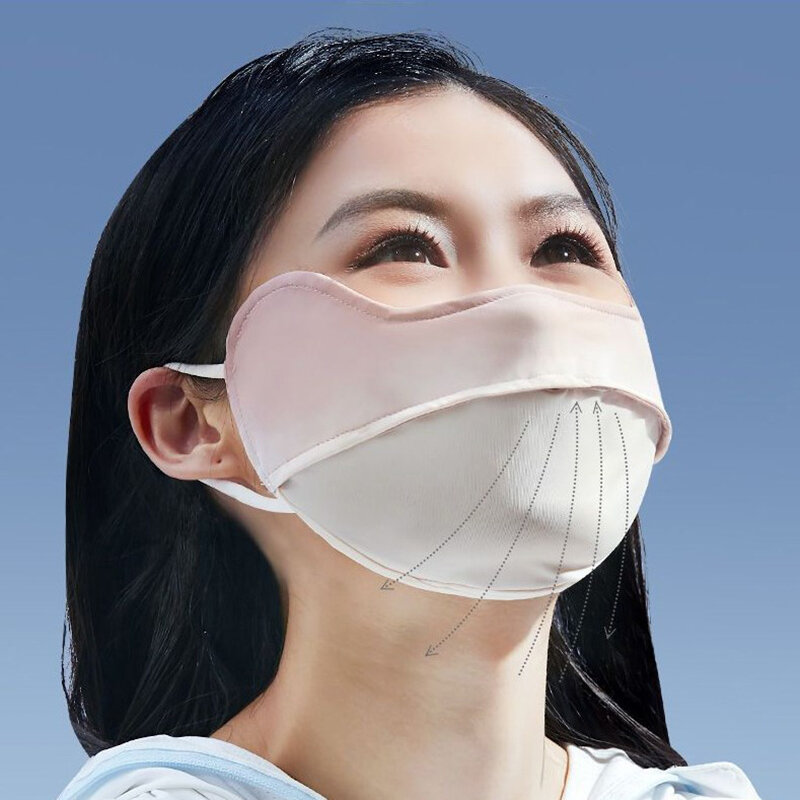 Verão Gradiente Cor Protetor Solar Máscara Facial para Mulheres e Meninas, Anti-UV, Sensação Legal Bandana, Esporte Ao Ar Livre, Blush