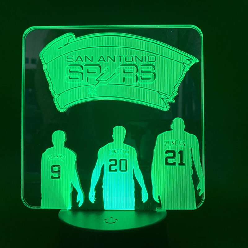 โคมไฟรูปดาวรักบี้สำหรับกลางคืน3D รูปนักบาสเก็ตบอลโคมไฟรูปแบบรูปปั้น3D แสงไฟลวงตา7/16สีสำหรับตกแต่งของขวัญของแฟนบอล