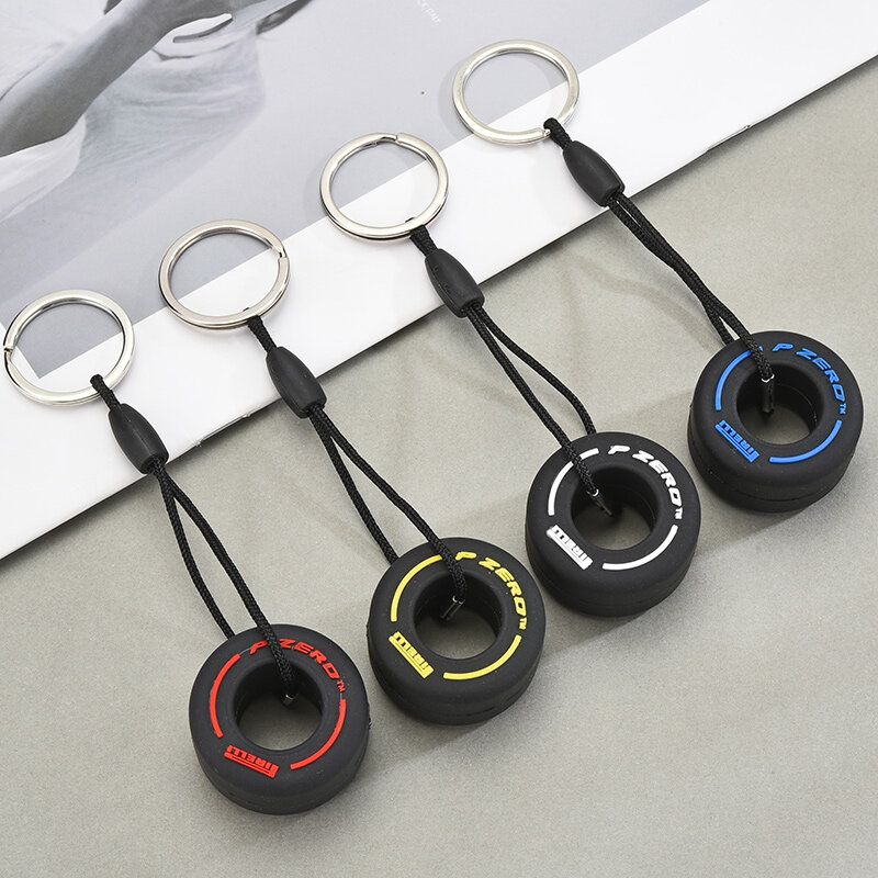 Luxus Mini F1 Rennreifen Schlüssel bund Auto Schlüssel Zubehör PVC Reifen Anhänger Tasche Charme Herren Gadgets Geschenke für Freunde Auto liebhaber