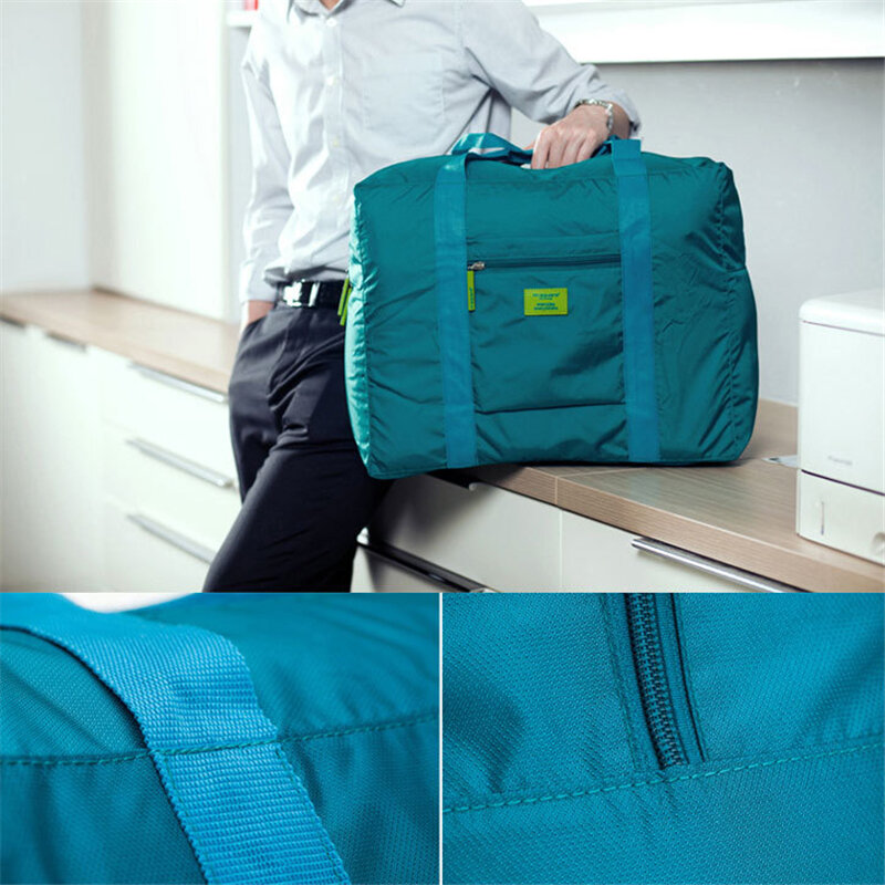 Tas Travel lipat kapasitas tinggi tas Duffel nilon tahan air pengatur baju tangan pria dan wanita penyimpanan Travel pengepakan kubus