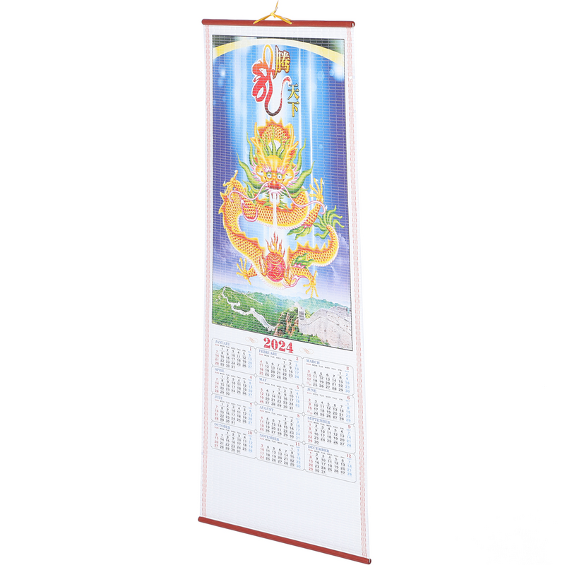 Estilo chinês pendurado calendário, decoração mensal da parede, ano do dragão