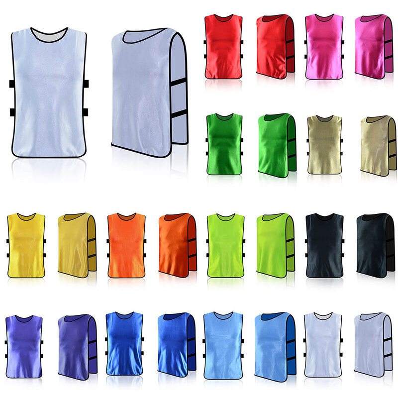 Camisas de esportes de secagem rápida respirável, colete de futebol, 12 cores, leve, solto, fitness, malha, poliéster, futebol, BIBS, basquete