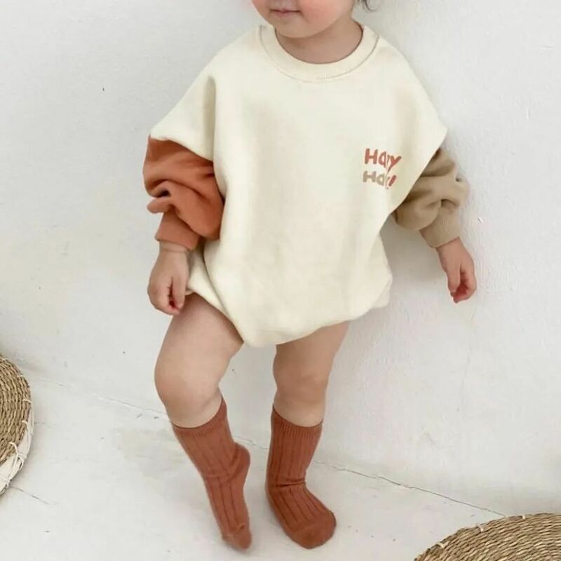 2022 autunno neutro pagliaccetto del bambino inverno bambino moda Patchwork tuta allentata neonato pagliaccetti abbigliamento tuta di cotone