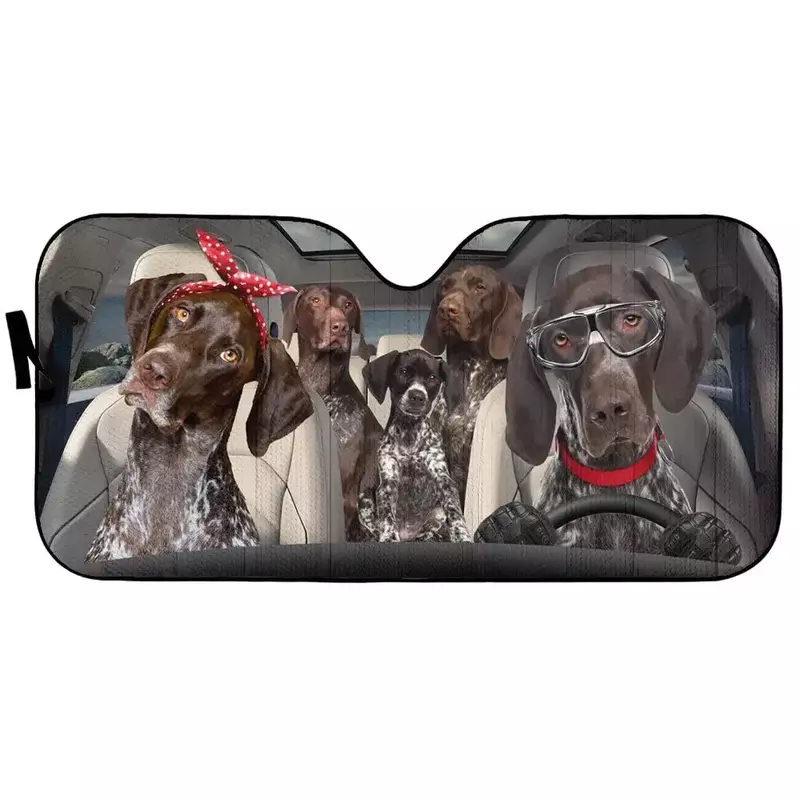 Shorthaired Dog Car Sunshade, Pára-brisa dianteiro, Pára-sol, Armazenamento dobrável, Ponteiro alemão, 57x27,5 polegadas