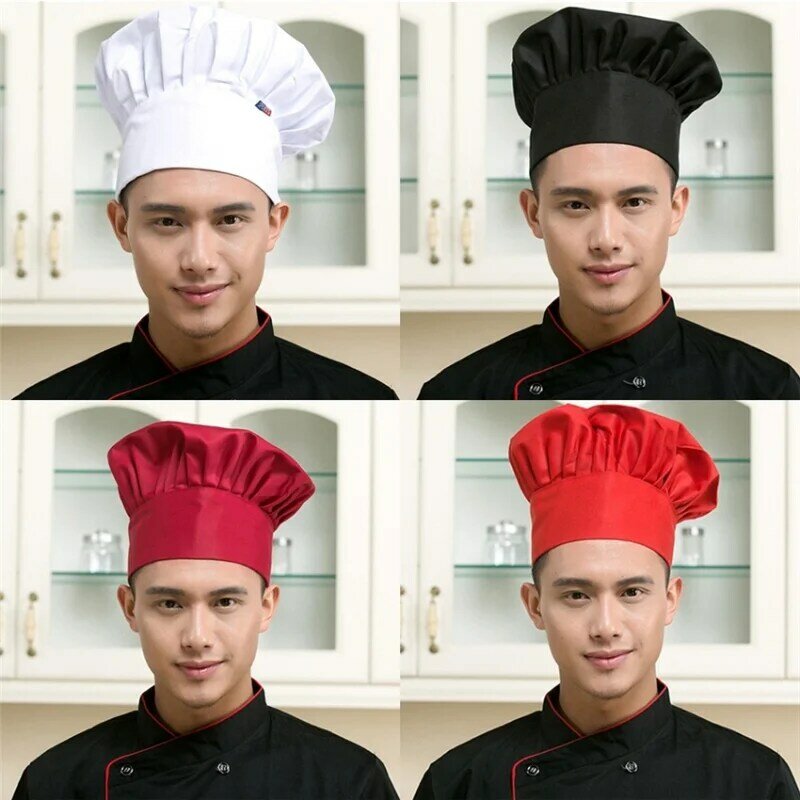남성용 요리사 모자, 주방 호텔 용품, 플리츠 버섯 모자, 조절 가능한 요리사 유니폼 모자, 주방 도구, 8 색