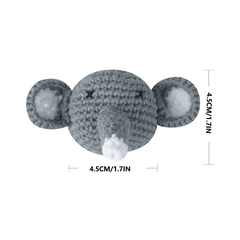Handmade Crochet Bear Animal elephant Head Knitting Beads DIY Baby Pacifier Chain Chewable Accessories Newborn Teether Toy
