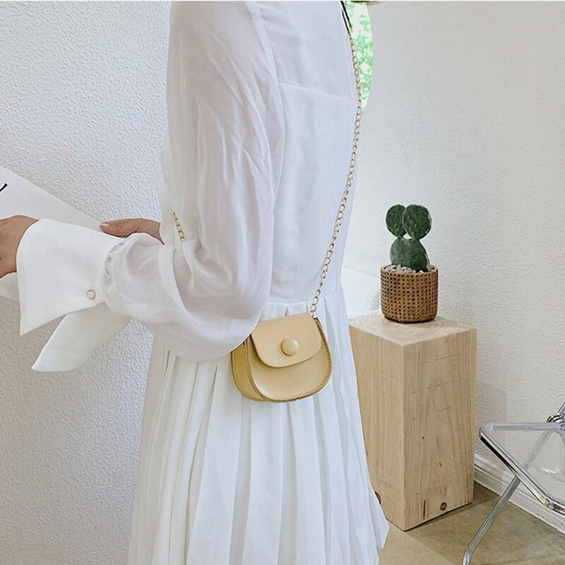 Mini bolso de sillín de PU para mujer, bolso de cadena versátil coreano, bolso cruzado de un solo hombro, primavera y verano