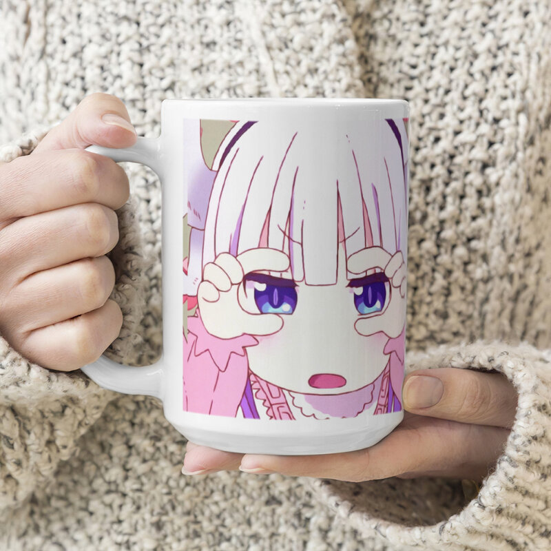 Tazas de café de cerámica con dibujos animados de Anime rosa para niña, taza de té, tazas de leche, regalos, vajilla, 15oz/430ML